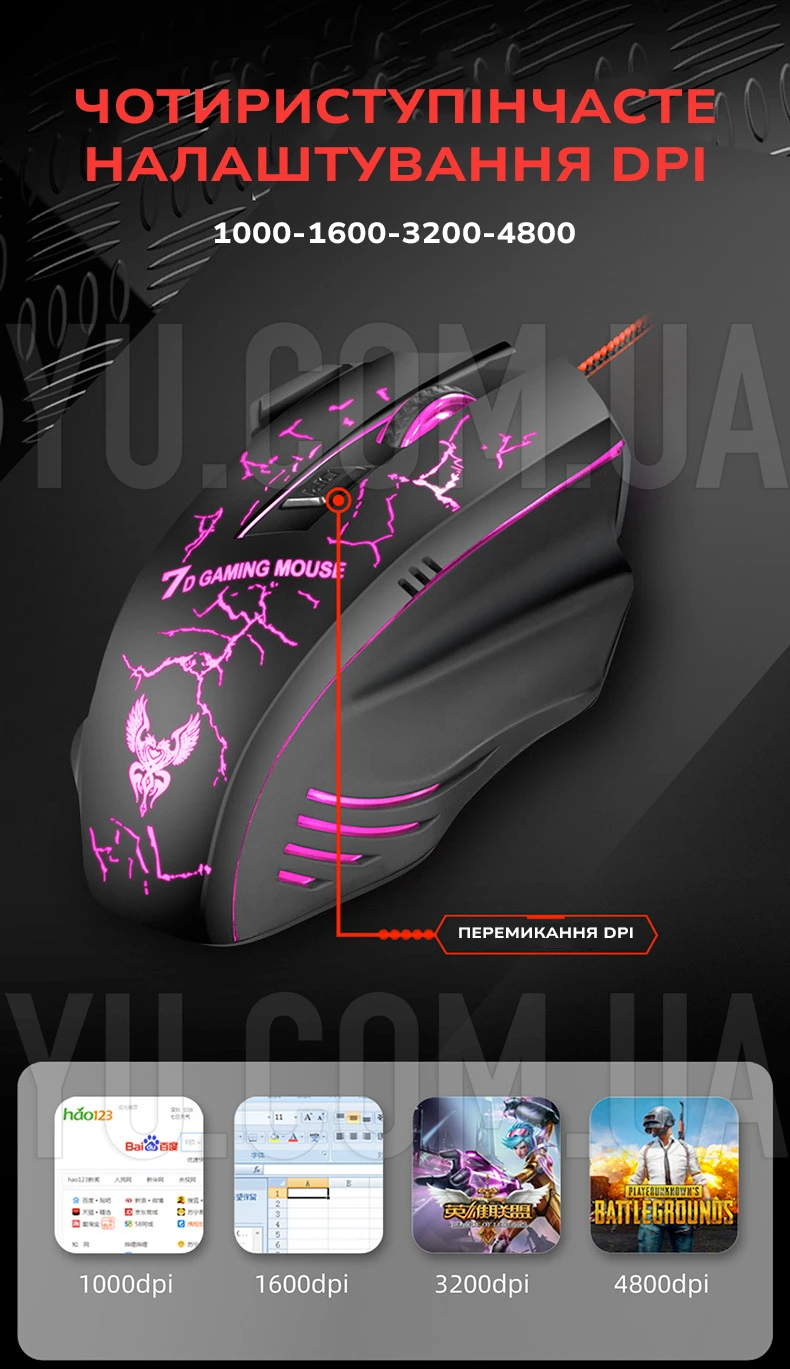 Миша ігрова GAMING MOUSE X7 4800 dpi LED Миша ігрова GAMING MOUSE X7 4800 dpi LED